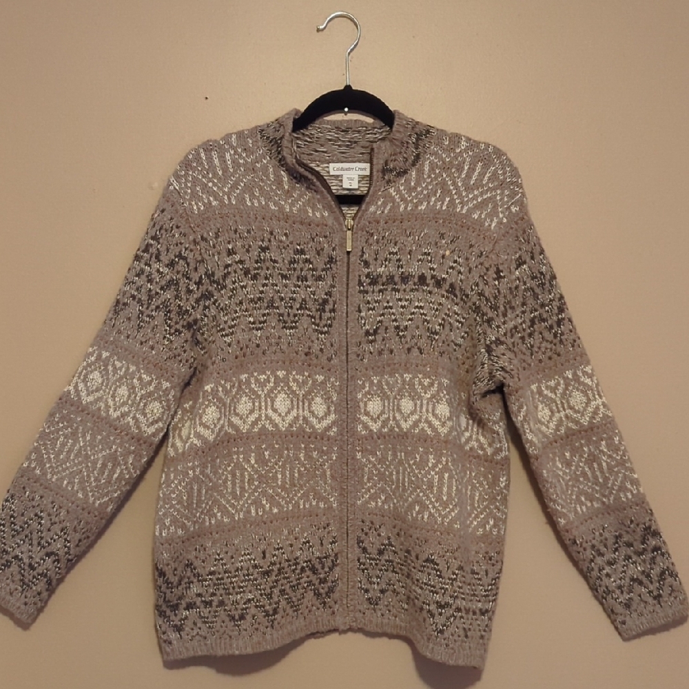 Coldwater Creek Women's Patterned Cardigan in Beige and Cream